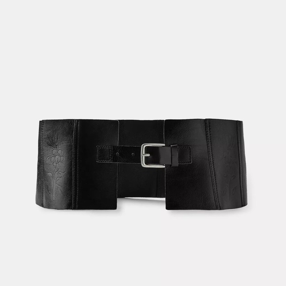 Zara 100% TEXTURED LEATHER CORSET BELT - Picture 4 of 6